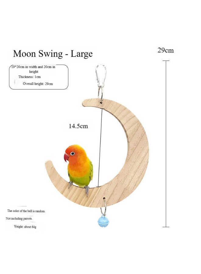 Oldzhan Two piece set of parrot stinky beautiful moon swing flower mirror stand tiger skin peony Xuan Feng toy parrot rings birdcage accessories (large size) - Image 2